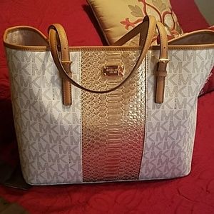 Vanilla tote with gold  snake embosed 1 day sale